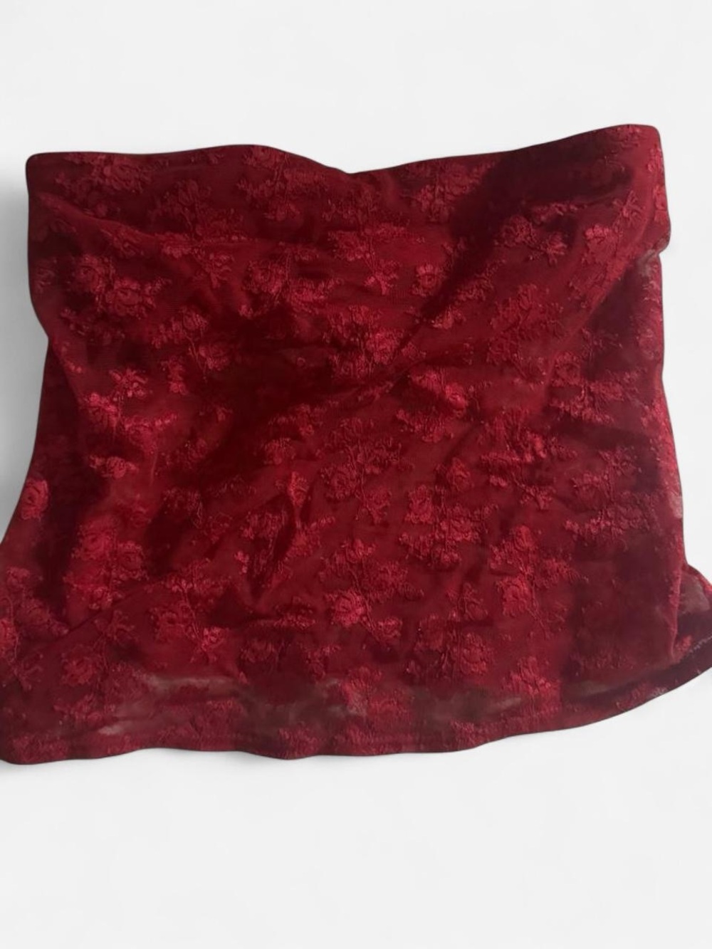 Strapless Red Floral Velvet Bustier Top